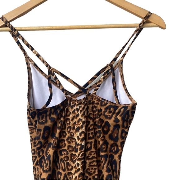 Grace Karin Strappy Open Back Spaghetti Strap Animal Print Bodysuit - Picture 5 of 8